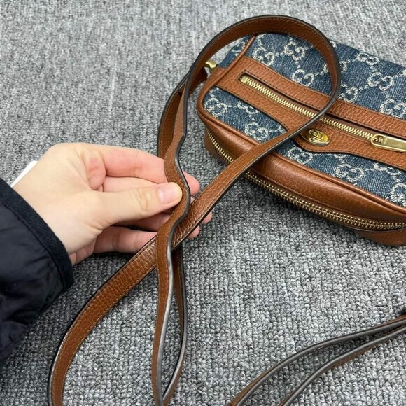 100% Authentic Gucci Ophidia GG Denim Mini Shoulder Bag - Picture 6 of 15